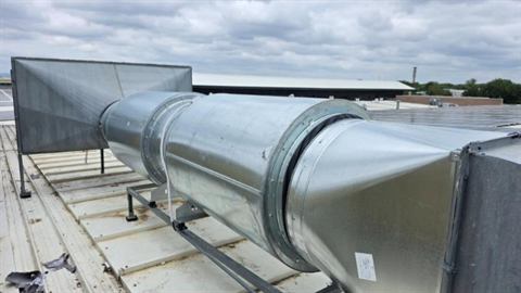 Rooftop ducting run on steel supports
