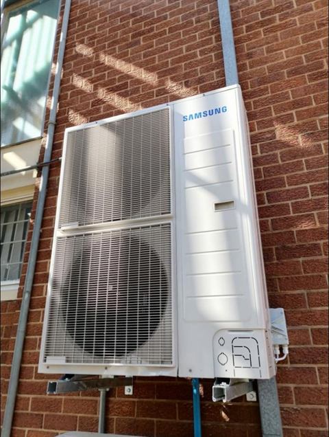 Samsung outdoor unit on a wall bracket
