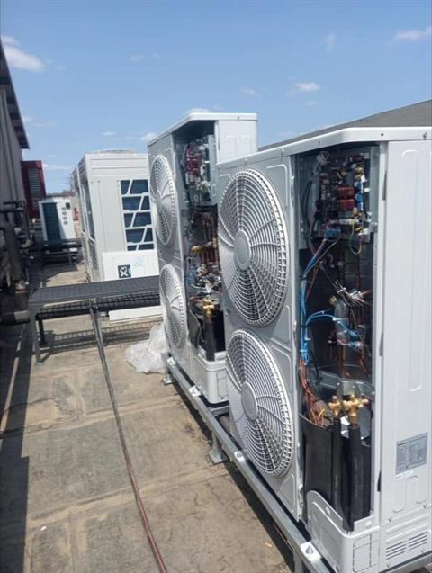 VRF outdoor units on a rooftop