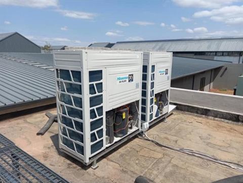 VRF outdoor units on a rooftop