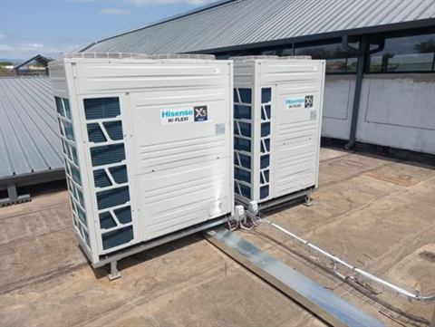 Hisense Hi-Flexi VRF outdoor units on a rooftop