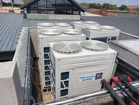 Hisense Hi-Flexi VRF outdoor units with insulated pipework