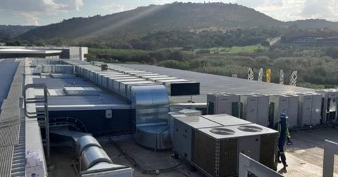 Rooftop plant and ducting on a large commercial building