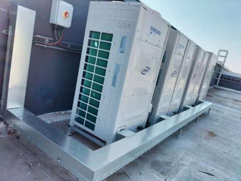 Samsung VRV outdoor units on a galvanised steel base
