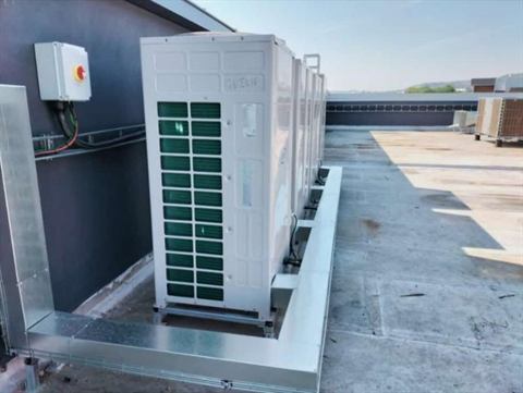 Samsung VRV outdoor units on a galvanised steel base
